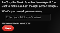 Screenshot for naming your new mobster